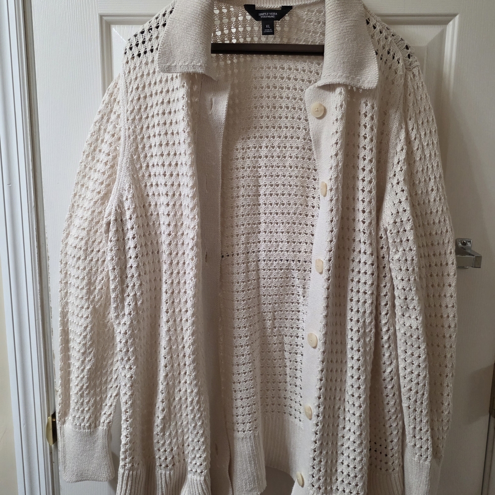 Simply Vera Vera Wang Cream Open-Knit Cardigan